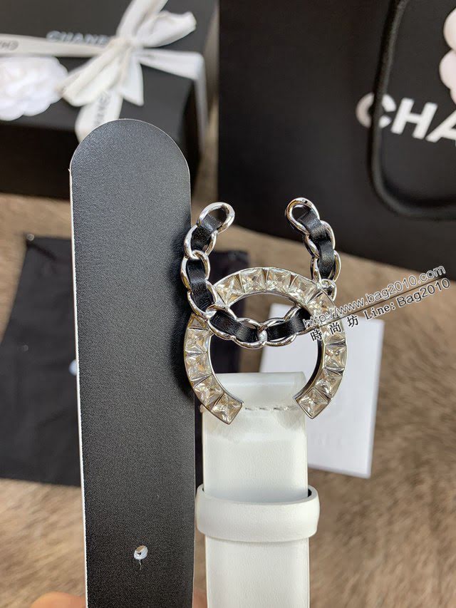 Chanel女士皮帶 香奈兒小香鑽圈雙面用小牛皮腰帶  jjp1164